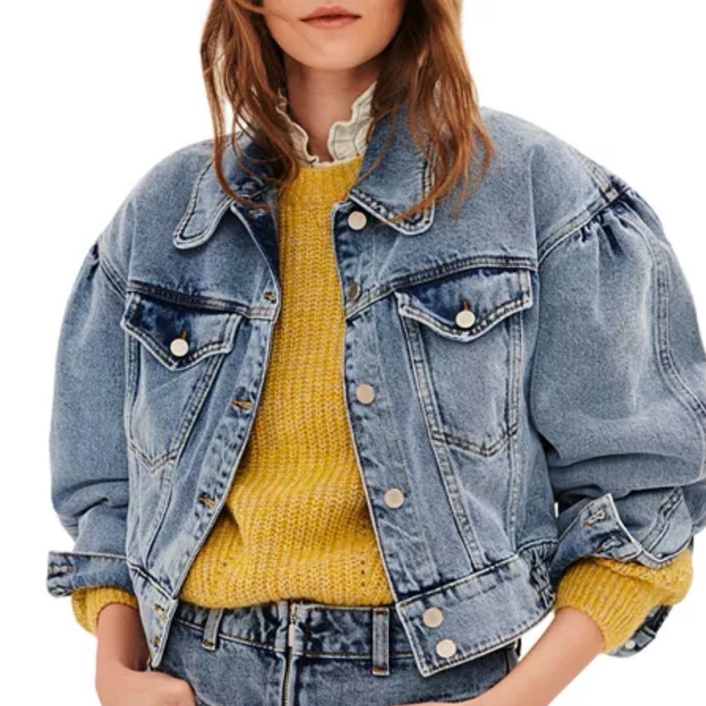 BA & SH Dilara Size M (6) Cotton Denim Jacket In Blue In Blau